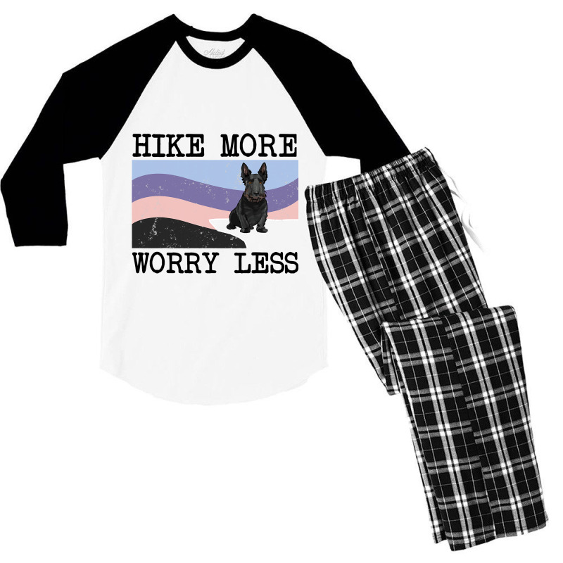 Scottish Terrier Hike More Worry Less Graphic Hiki Men's 3/4 Sleeve Pajama Set by MALIKASHARIF | Artistshot