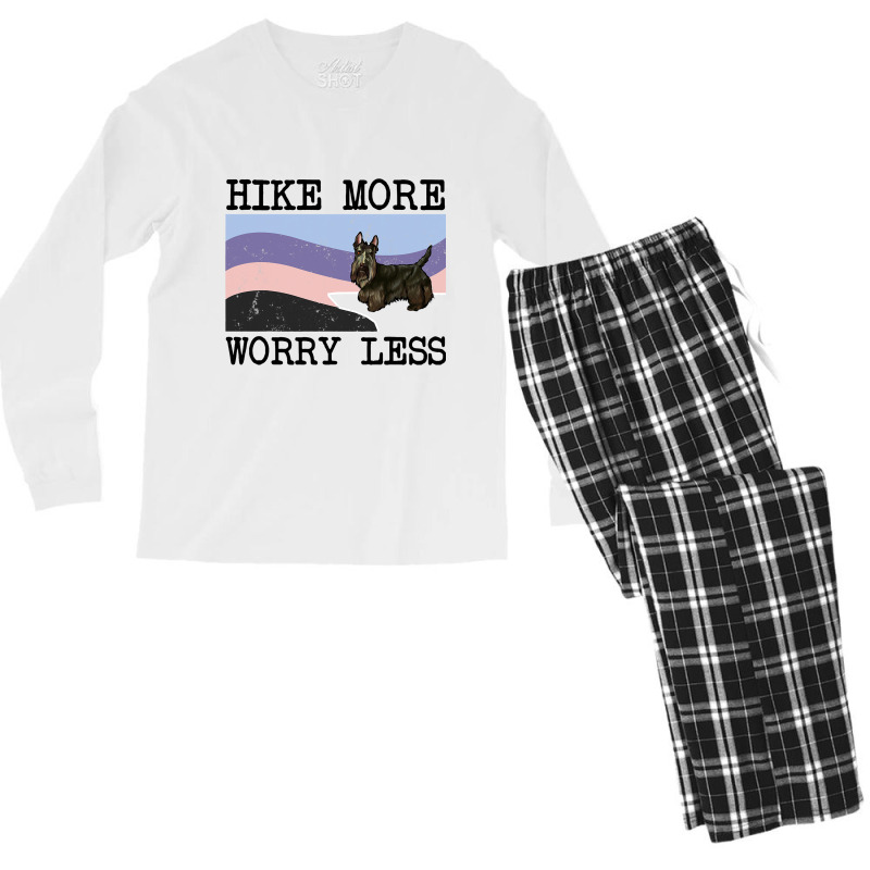 Scottish Terrier Hike More Worry Less Graphic Hiki Men's Long Sleeve Pajama Set by ALFREDANDRE | Artistshot