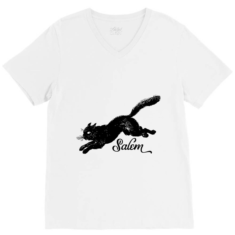 Salem Black Cat Vintage Witchy Mystical V-neck Tee | Artistshot