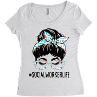 Social Worker Week Appreciation Day Women Messy Bu Women's Triblend Scoop T-shirt | Artistshot