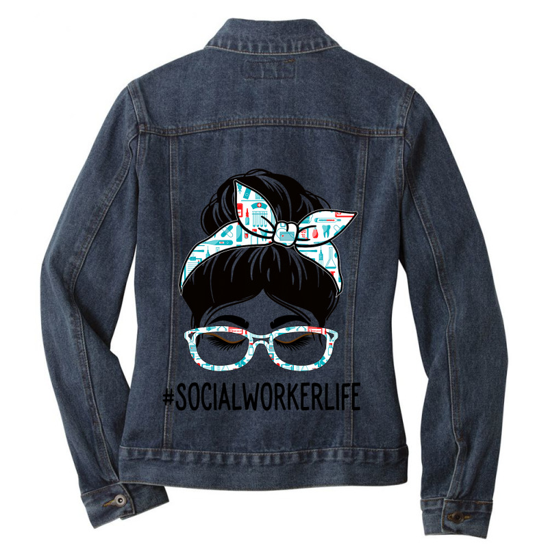 Social Worker Week Appreciation Day Women Messy Bu Ladies Denim Jacket by TODDJARVIS | Artistshot