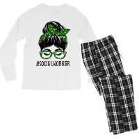 Social Worker Women Messy Bun St Patricks Day Sham Men's Long Sleeve Pajama Set | Artistshot