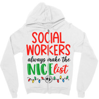 Social Workers Always Make The Nice List Funny Chr Zipper Hoodie | Artistshot