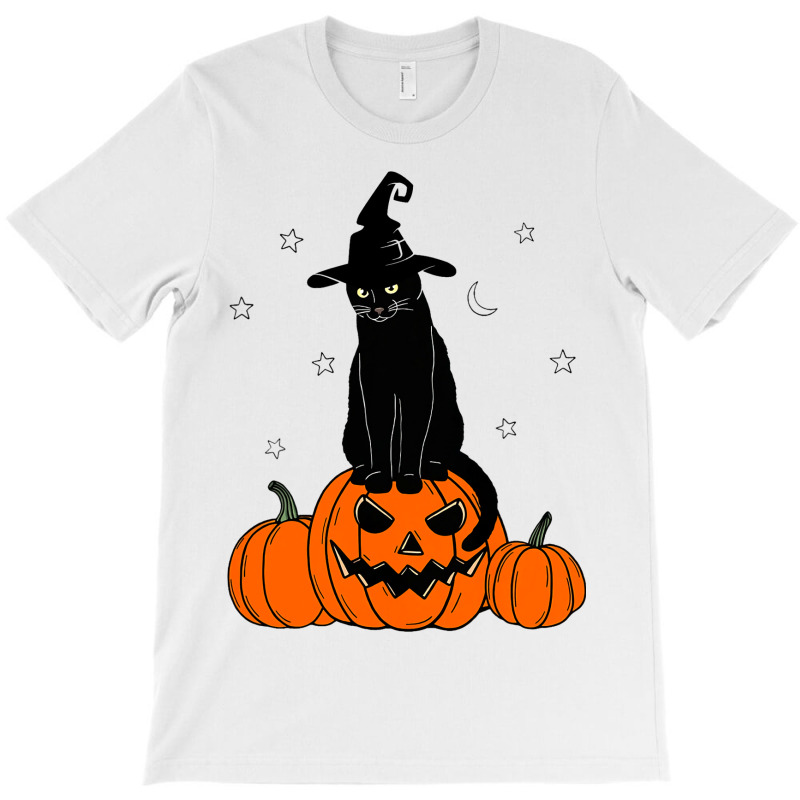 Scary Halloween Black Cat Costume Witch Pumpkin Bo T-shirt | Artistshot