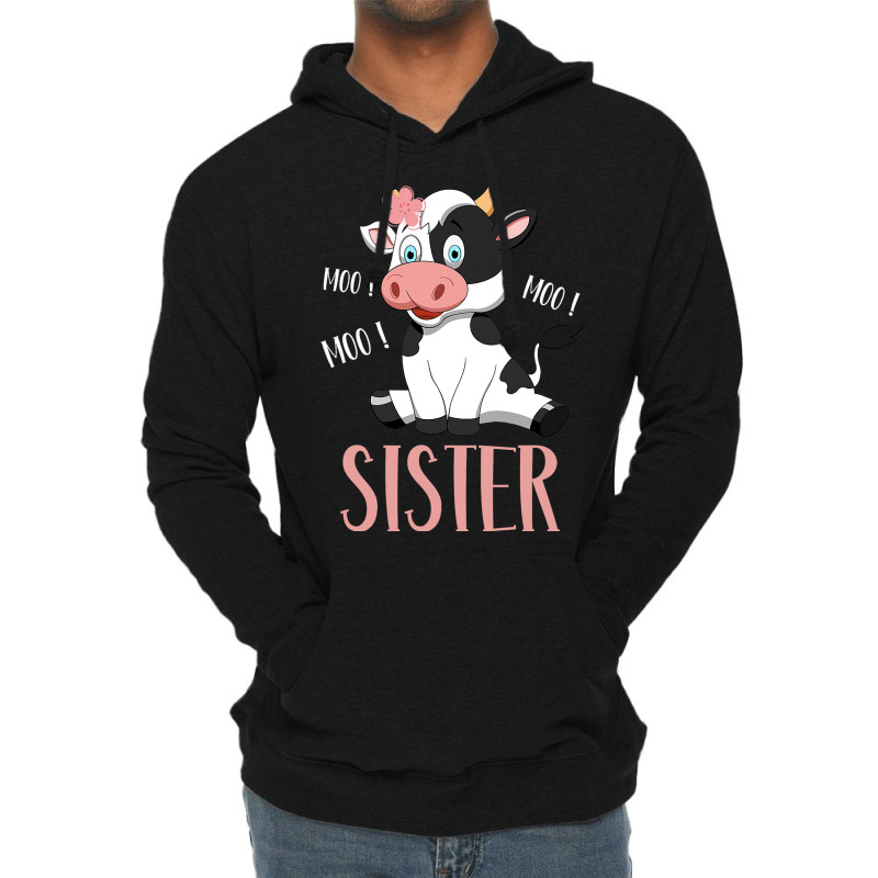 Sister Cow Cute Cow Farmer Birthday Matching Famil Lightweight Hoodie | Artistshot