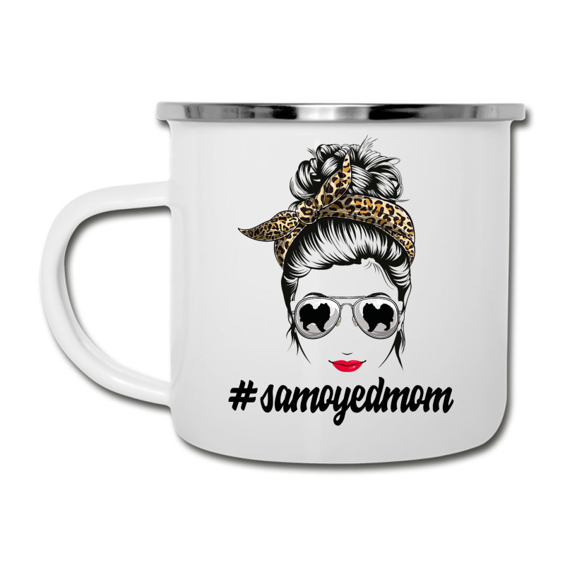 Samoyed Dog Mom Messy Bun Leopard Women Puppy Pet  Camper Cup | Artistshot