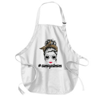 Samoyed Dog Mom Messy Bun Leopard Women Puppy Pet  Medium-length Apron | Artistshot