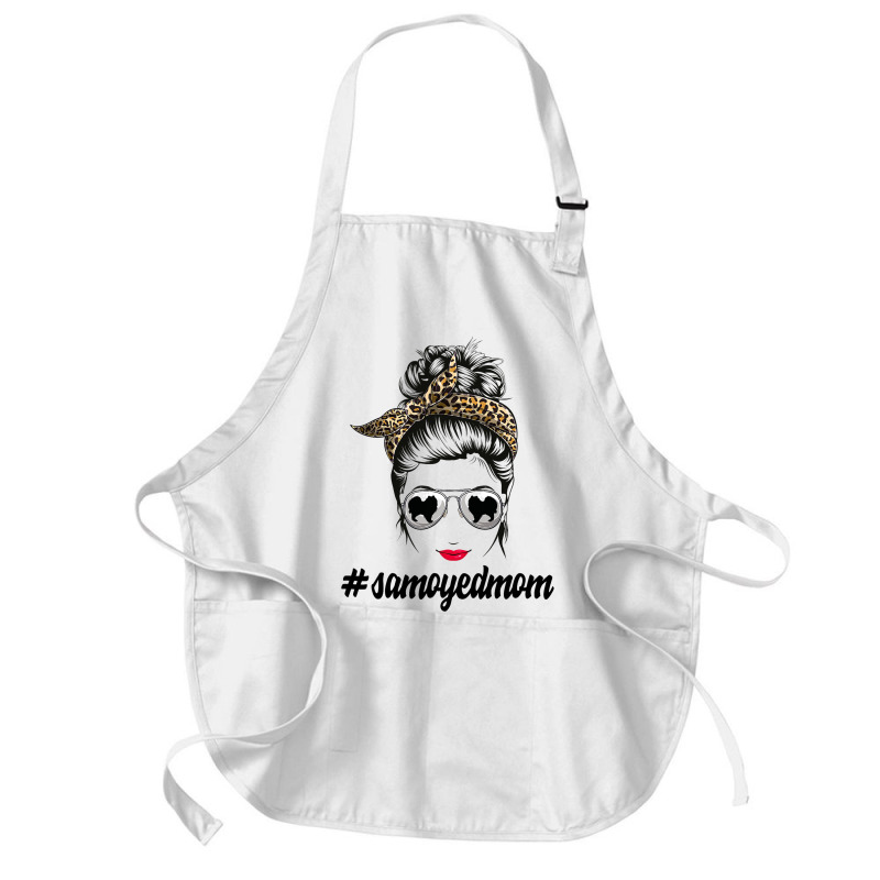 Samoyed Dog Mom Messy Bun Leopard Women Puppy Pet  Medium-length Apron | Artistshot