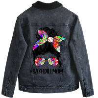 Softball Baseball Mom Life Tie Dye Messy Bun Mothe Unisex Sherpa-lined Denim Jacket | Artistshot