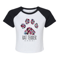 Rat Terrier Mama Floral Paw Dog Mom3 Raglan Crop Top | Artistshot