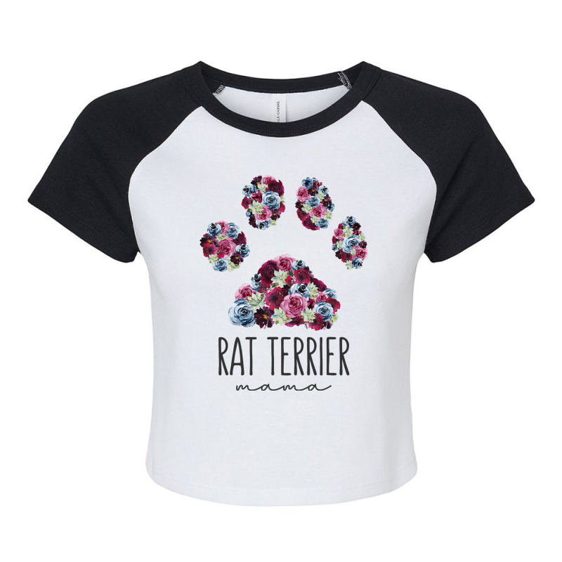 Rat Terrier Mama Floral Paw Dog Mom3 Raglan Crop Top by NouraMetcalfe | Artistshot