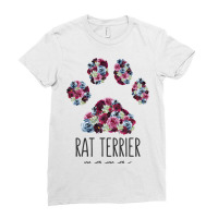 Rat Terrier Mama Floral Paw Dog Mom3 Ladies Fitted T-shirt | Artistshot