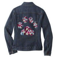 Rat Terrier Mama Floral Paw Dog Mom3 Ladies Denim Jacket | Artistshot