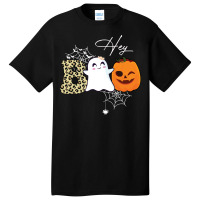 Gift Idea T  Shirt Hey Boo Cute Ghost With Pumpkin Halloween T  Shirt Basic T-shirt | Artistshot