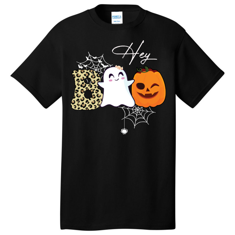 Gift Idea T  Shirt Hey Boo Cute Ghost With Pumpkin Halloween T  Shirt Basic T-shirt | Artistshot