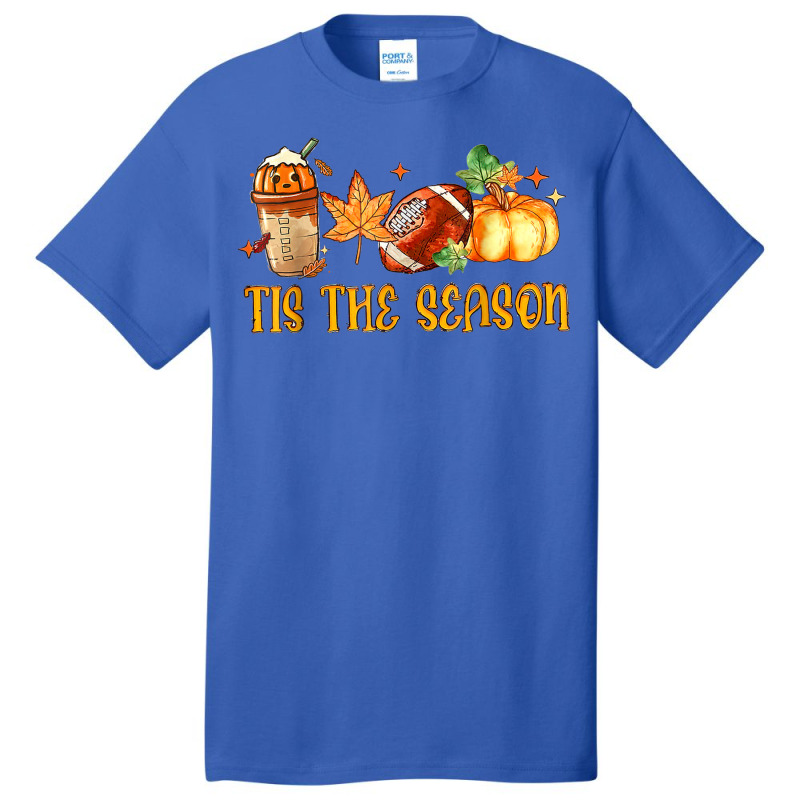 Coffee Dry Leaf Football And Halloween Tis The Season Fun Basic T-shirt by Dapper | Artistshot