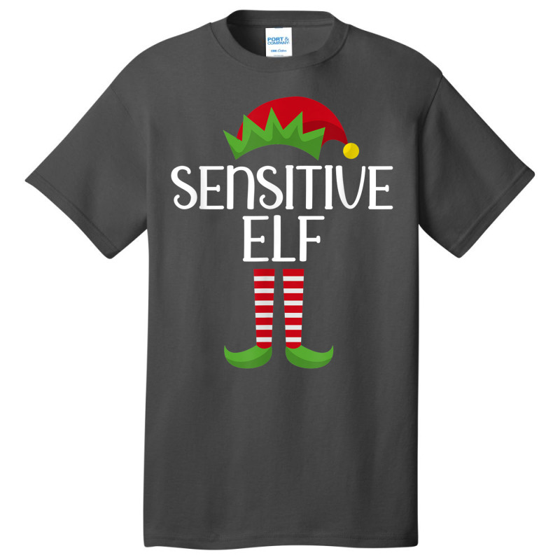 Sensitive Elf Family Matching Group Christmas Party Pajama Basic T-shirt by Color | Artistshot