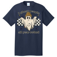 Retro I Ghost People All Year Around Halloween Spooky Vibes Basic T-shirt | Artistshot