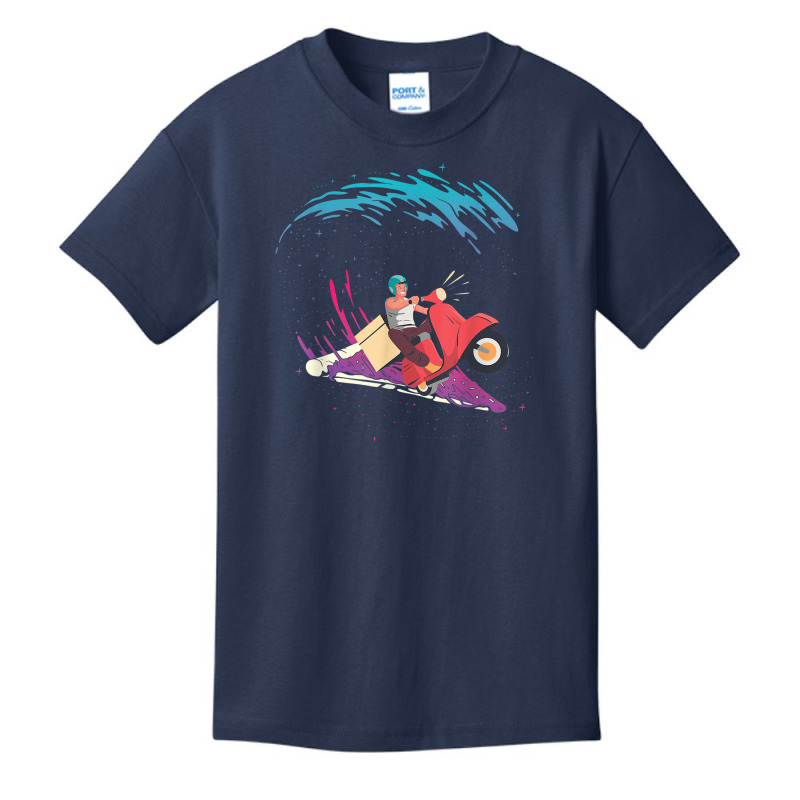 Surfer Boy Surfing Pizza Matching Cute Pizza Delivery Basic Youth T-shirt by Renew | Artistshot