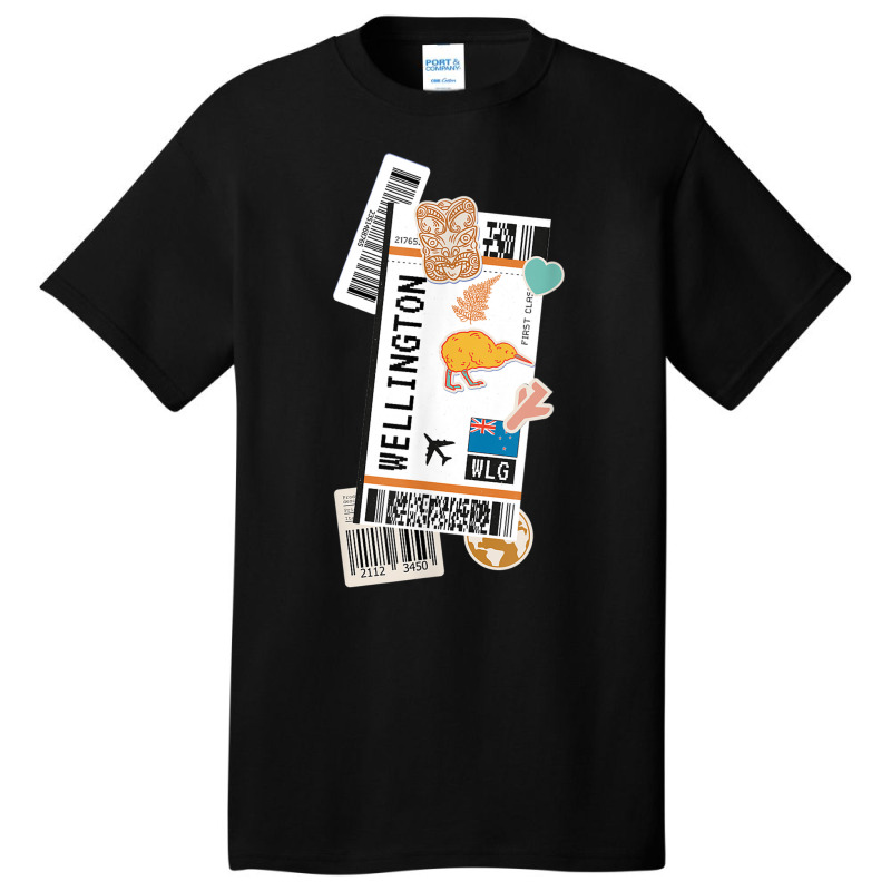 Wellington New Zealand Boarding Pass Airplane Ticket Travel Basic T-shirt | Artistshot