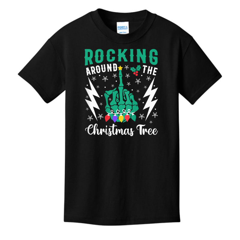 Funny Christmas Skeleton Middle Finger Quote Back Design Basic Youth T-shirt | Artistshot