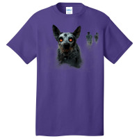 Australian Cattle Dog Trotting Through Zombie With Red Eyes Basic T-shirt | Artistshot