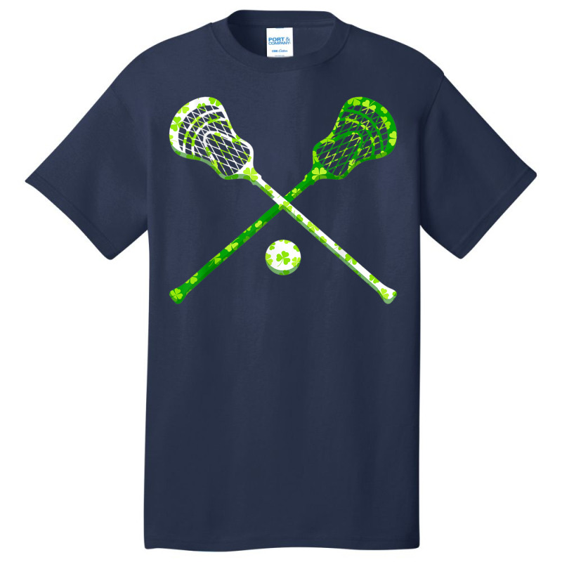 Funny Lacrosse St Patricks Day Boys Men Shamrock Ball T Shirt Basic T-shirt by cm-arts | Artistshot