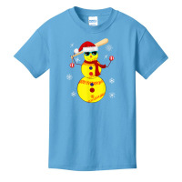 Softball Shortstop With Bat Xmas Snowman Snow Snowlfake T Shirt Basic Youth T-shirt | Artistshot