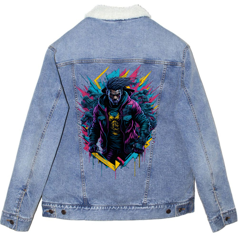 Cool Punk Spider Jacket Unisex Sherpa-lined Denim Jacket | Artistshot