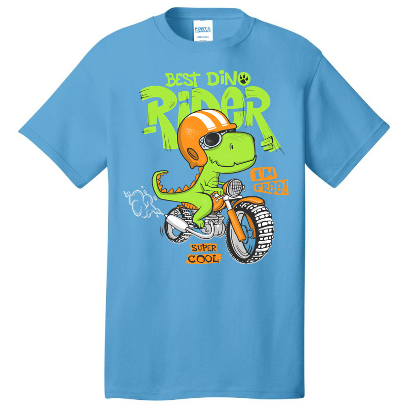 Dinosaur Riding Motorbike, Dinosaur Riding Motorbike Art, Dinosaur Rid Basic T-shirt | Artistshot