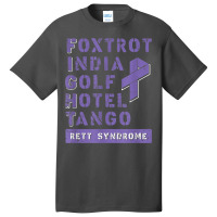 Fight Rett Syndrome   Phonetic Alphabet Purple Ribbon Basic T-shirt | Artistshot