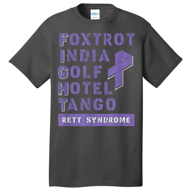 Fight Rett Syndrome   Phonetic Alphabet Purple Ribbon Basic T-shirt | Artistshot