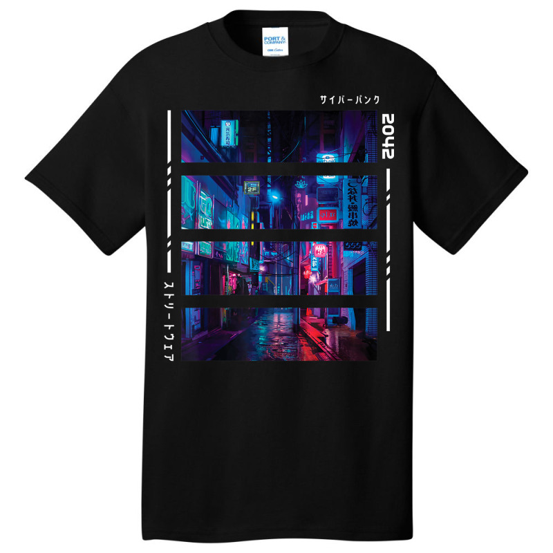 Japanese Cyberpunk Futuristic Streetwear Synthwave Aesthetic Basic T-shirt by Bewitch | Artistshot