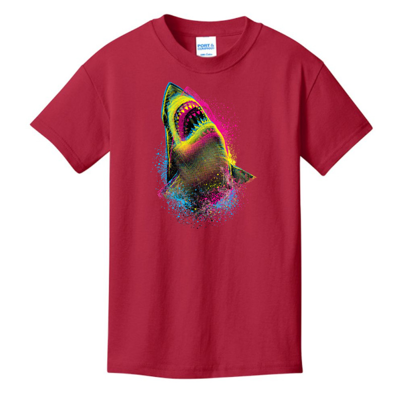 Cmyk Shark, Cmyk Shark Vintage, Cmyk Shark Art, Cmyk Shark Painting, C Basic Youth T-shirt by SHUTREI55 | Artistshot