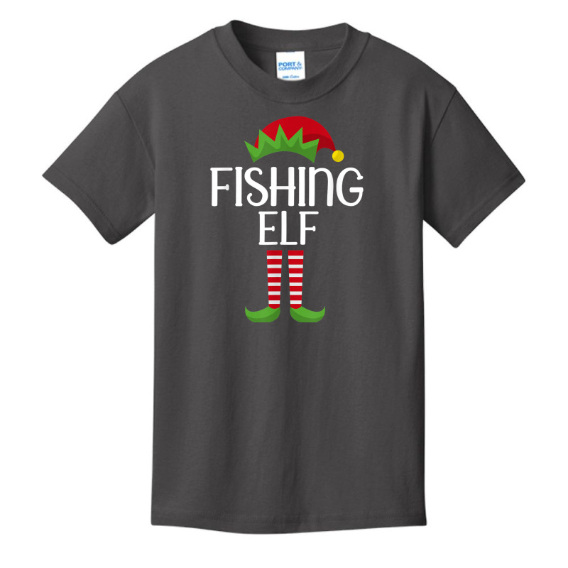 Fishing Elf Family Matching Group Christmas Party Pajama Basic Youth T-shirt | Artistshot