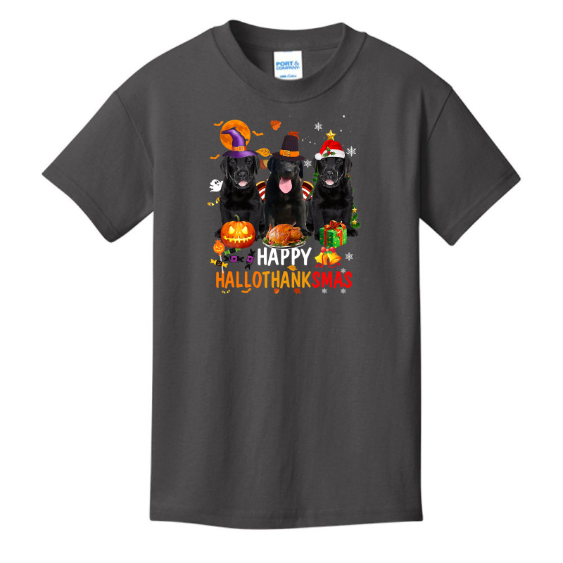 Black Lab Dog Halloween Merry Christmas Happy Hallothanksmas Basic Youth T-shirt | Artistshot