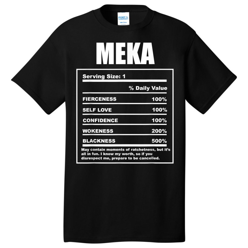 Meka Nickname  First Name Nutrition Facts Funny T Shirt Basic T-shirt by sadukakehy | Artistshot