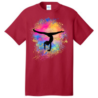 Girls Rainbow Gymnastics Female Gymnast Silhouette Handstand T Shirt Basic T-shirt | Artistshot