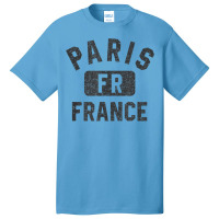 Paris France Gym Style Black With Distressed Black Print Basic T-shirt | Artistshot