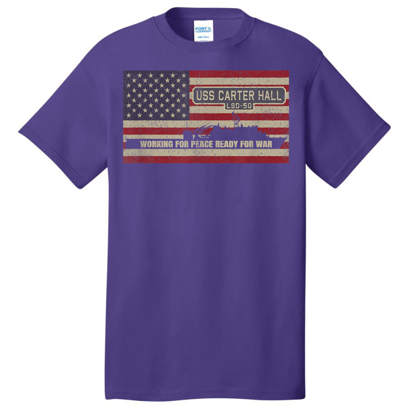 Uss Carter Hall Lsd-50 Dock Landing Ship American Flag Basic T-shirt | Artistshot