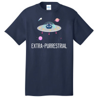 Extra Purrestrial Cat Alien Ufo Martian Ufologist Space Basic T-shirt | Artistshot