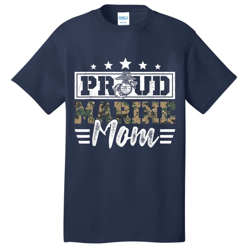 Proud Marine Military Veteran Mom Mama Mommy Mother's Day T Shirt Basic T-shirt by cm-arts | Artistshot