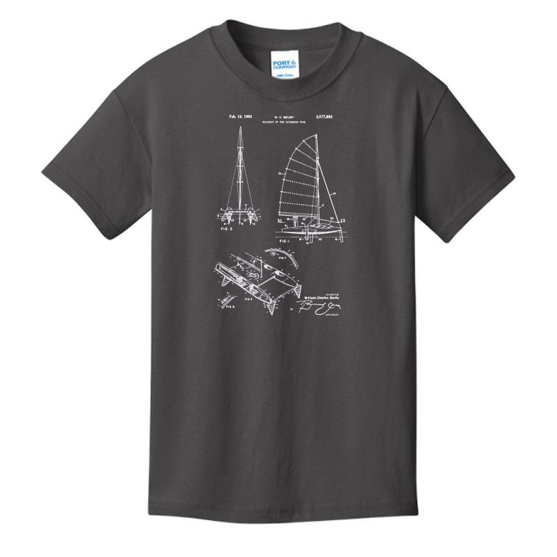 Catamaran Sailboat Patent Print, Catamaran Sailboat Patent, Catamaran, Basic Youth T-shirt by SHOPUYTY | Artistshot