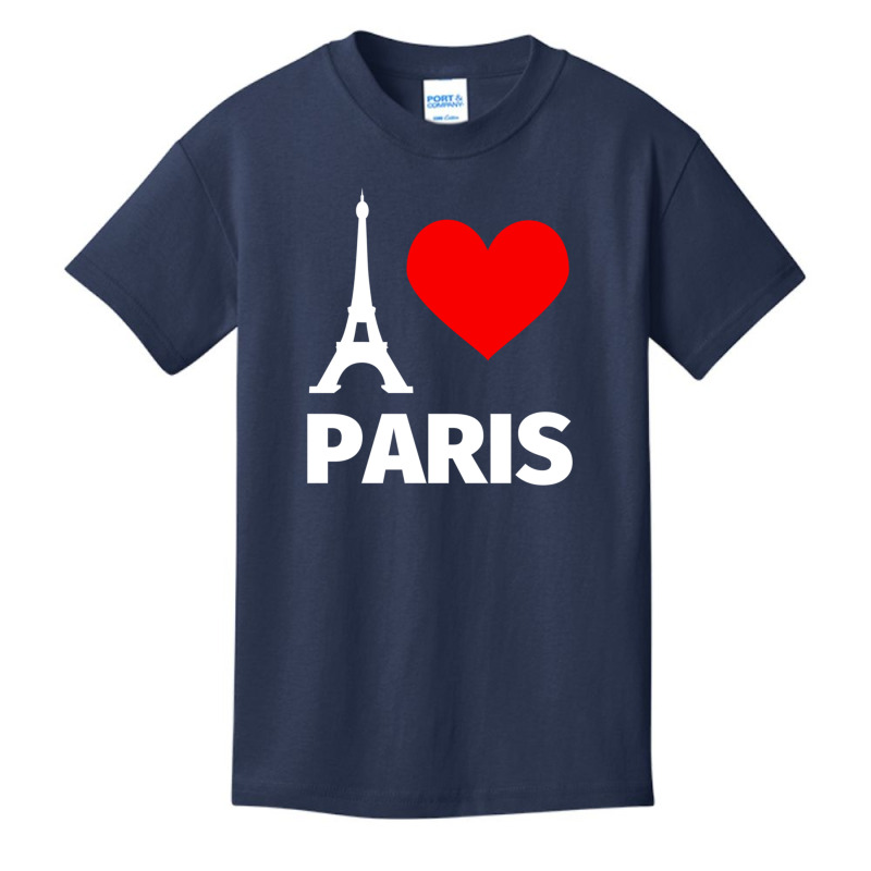 Paris Eiffel Tower Pullover Hoodie   I Love Paris For Girls Basic Youth T-shirt by cm-arts | Artistshot