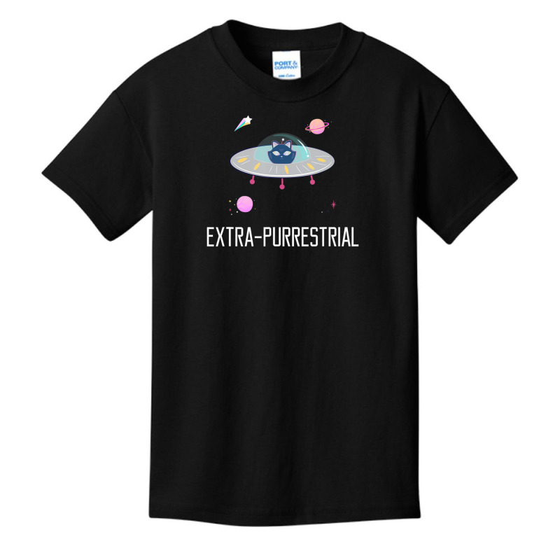 Extra Purrestrial Cat Alien Ufo Martian Ufologist Space Basic Youth T-shirt by Min01 | Artistshot