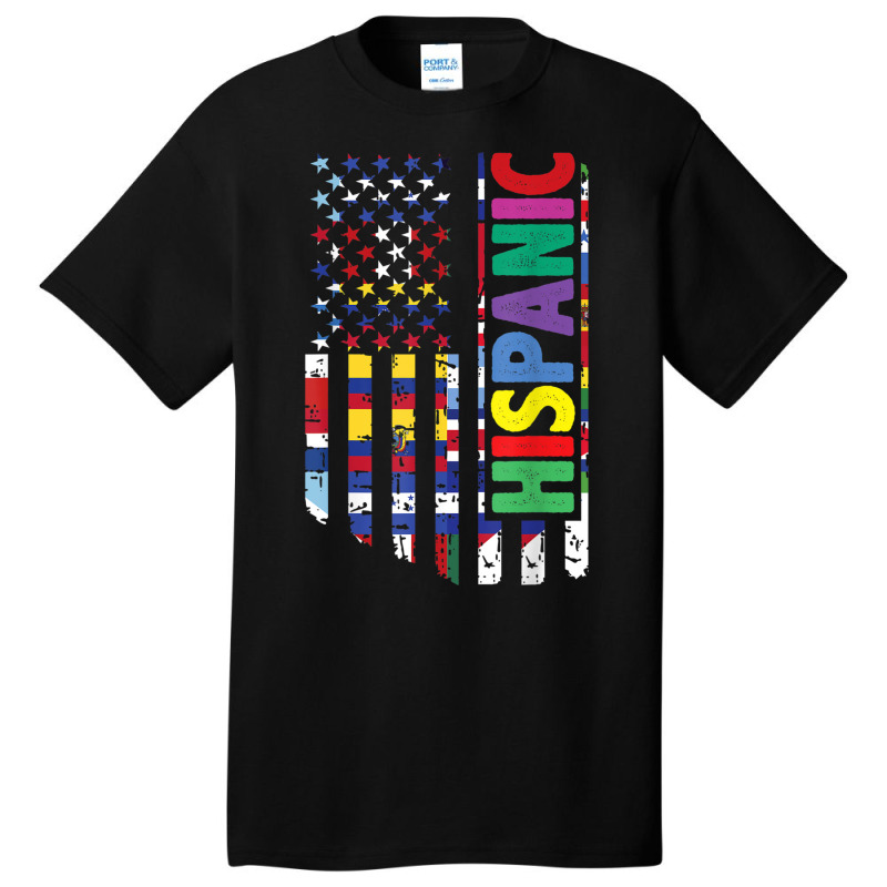 Usa And Latin American Countries Flag Hispanic Heritage T Shirt Basic T-shirt by cm-arts | Artistshot