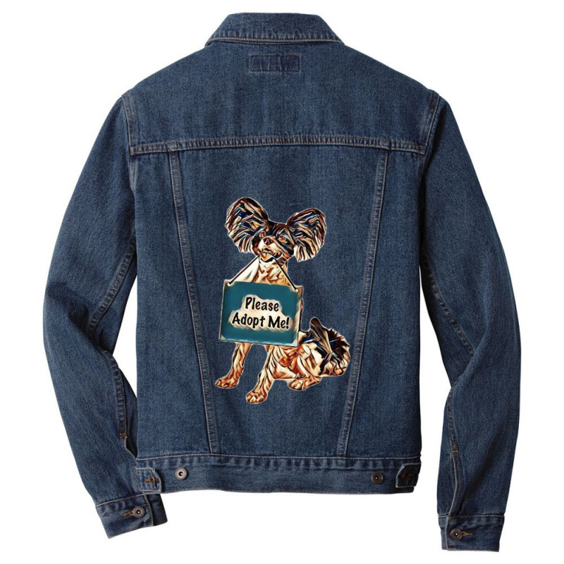 A Cute Happy Little Papillon Men Denim Jacket | Artistshot