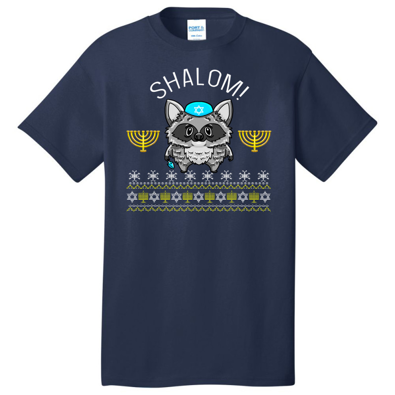 Shalom Menorah Jewish Racoon Design Cute Chanuka Jewish Gift Basic T-shirt | Artistshot