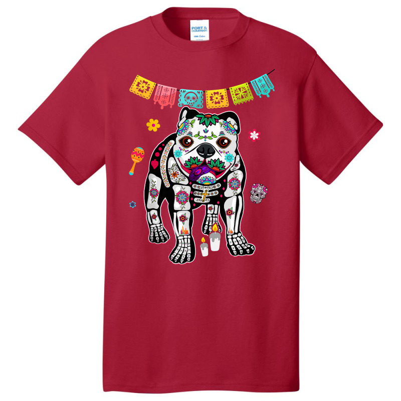 Calavera English Bulldog Dog Dia De Muertos Halloween Day Basic T-shirt by Sombre | Artistshot