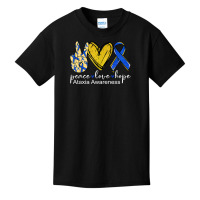 Peace Love Hope Ataxia Awareness Shirt Blue Ribbon T Shirt Basic Youth T-shirt | Artistshot